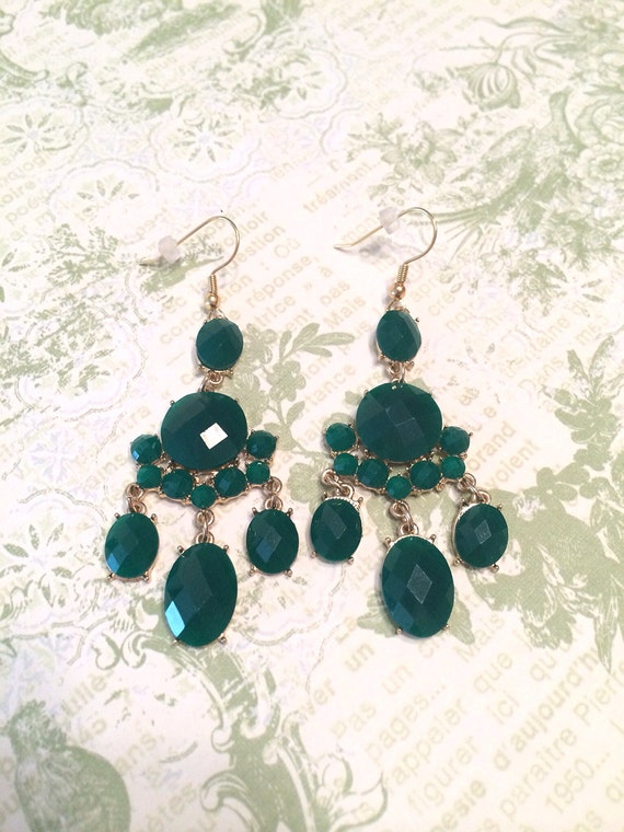 Hunter Green Dangle Statement Earrings by ShopPrettySouthern