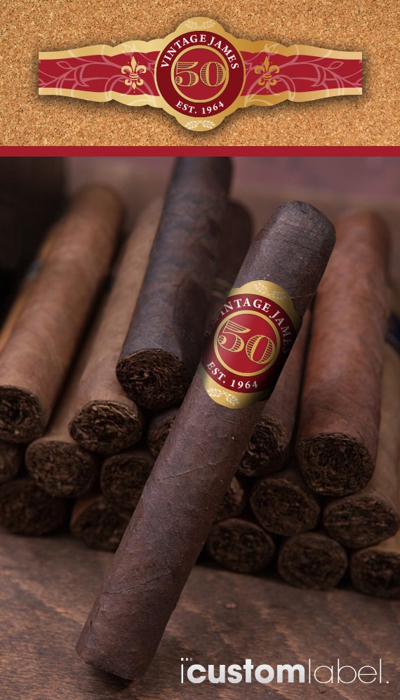 32 - Custom Cigar Bands - Wedding Cigar Labels - 50th Birthday by ...