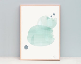 Large Abstract Watercolor Painting, Watercolor Painting, Large Wall Art, Green Watercolor Print, Abstract Art, Raindrops, Soothing, Green