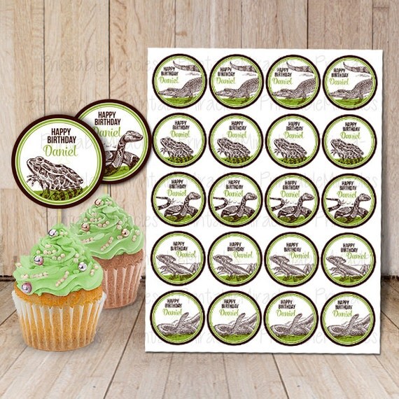 Items similar to Reptile party decoration, Printable reptile cupcake ...