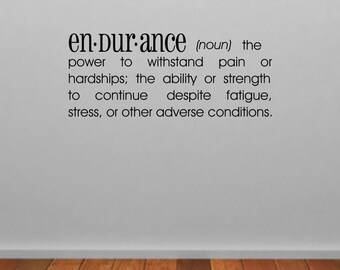 Endurance Dictionary Definition Wall Sticker, Dictionary Wall Decal, Quote Wall Art, Word Wall Transfers, Gym Wall Stickers - DE005