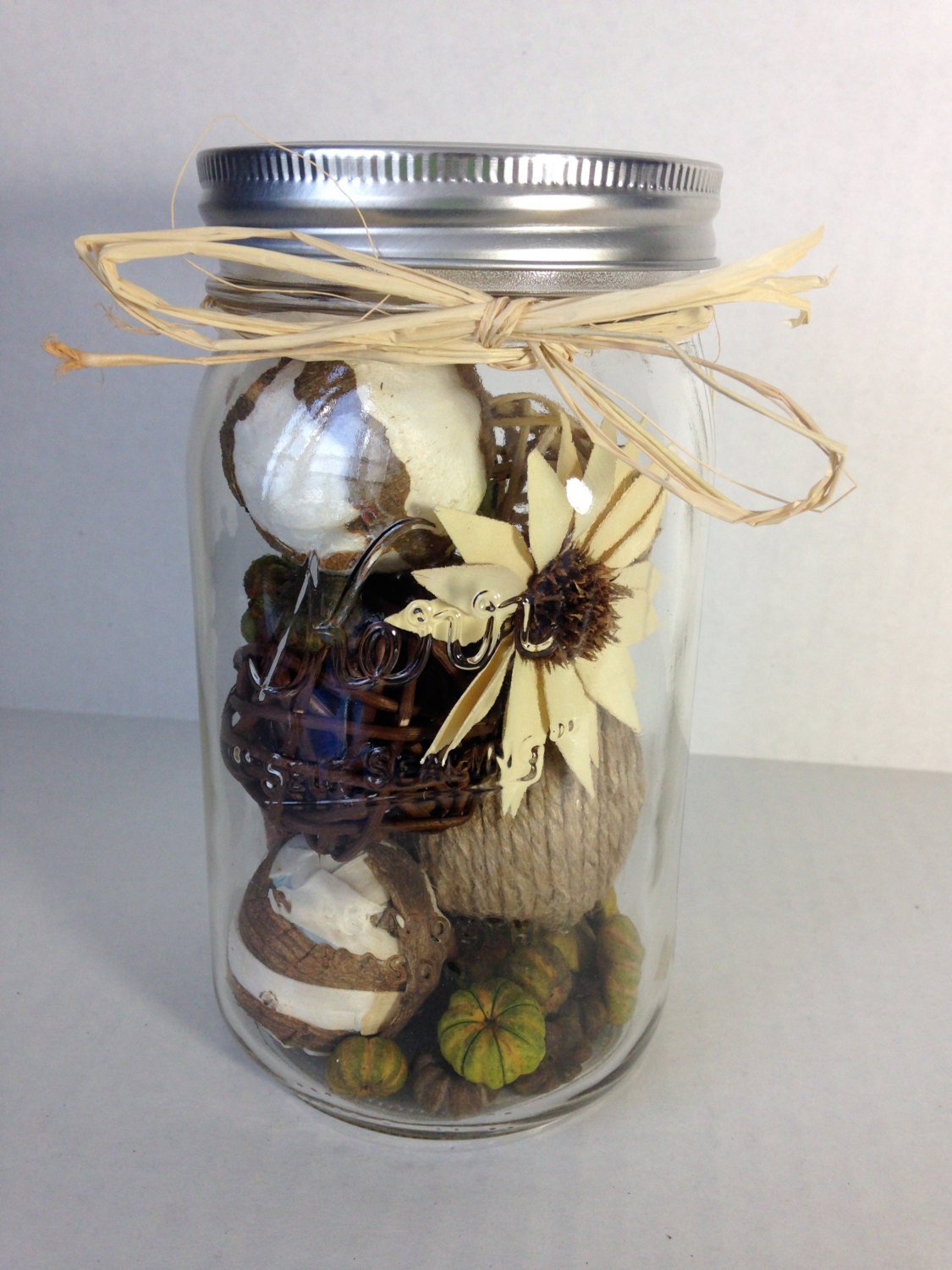 Mason jar with custom blend vase filler and by simpleandsass