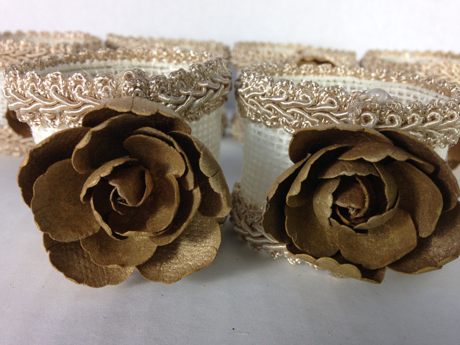 Ivory burlap napkin ring with braided trim and by simpleandsass