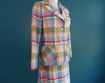 SALE* 1980's Preppy Plaid Blazer & Skirt Suit Set