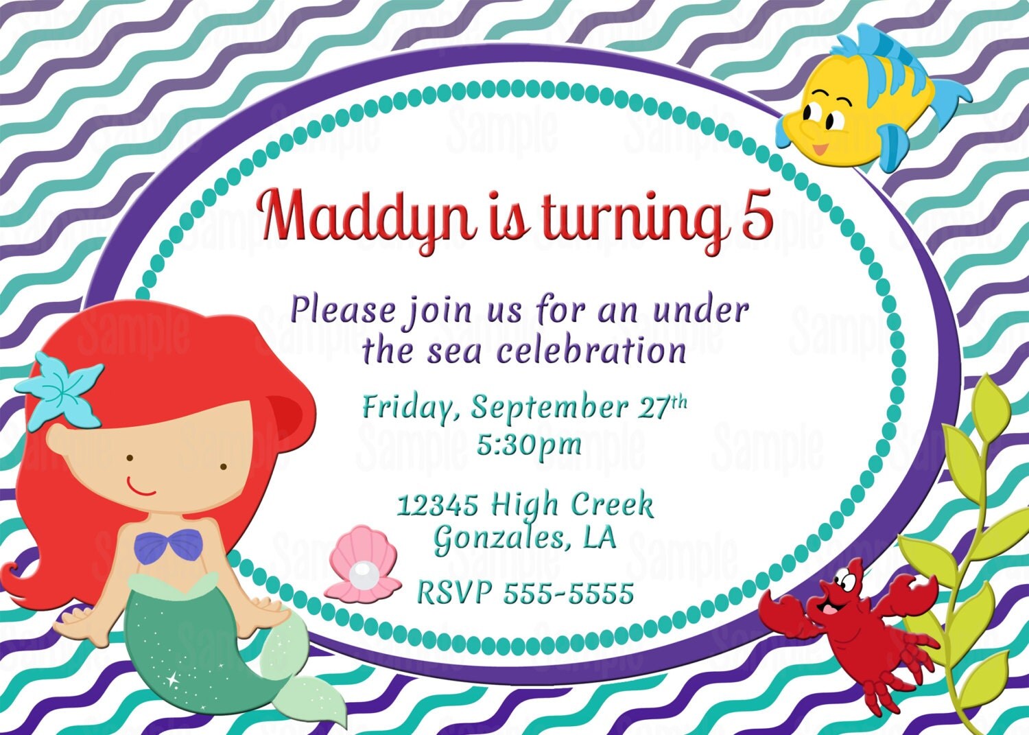 Printable Princess Ariel Little Mermaid Birthday Party