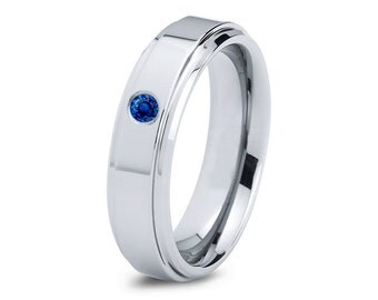 Tungsten Wedding Band,6mm,Mens Wedding Bands,London Blue Sapphire Band ...