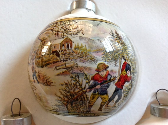 vintage glass christmas ornaments 4 currier and ives round vintage glass christmas ornaments 4 currier and ives round