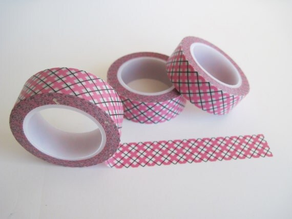 Plaid in Hot pink Black and White Washi Tape - 11 Yards / 10 Meters #S33 Il_570xn