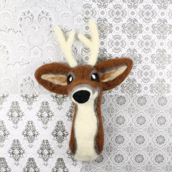 Handmade Needle Felted Deer head wool large now by ClawsandFangs