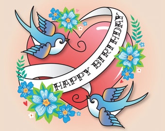 tattoo birthday card – Etsy UK