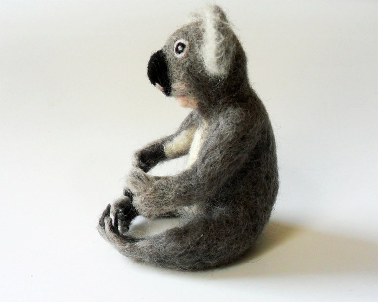 Needle Felted Koala Bear Sculpture Animal Figurine Felt by ZeMode
