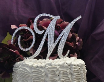5" Monogram Wedding Cake Topper with Swarovski Crystals Wedding Cake Topper Initial A B C D E F G H I J K L M N O P Q R S T U V W X Y Z