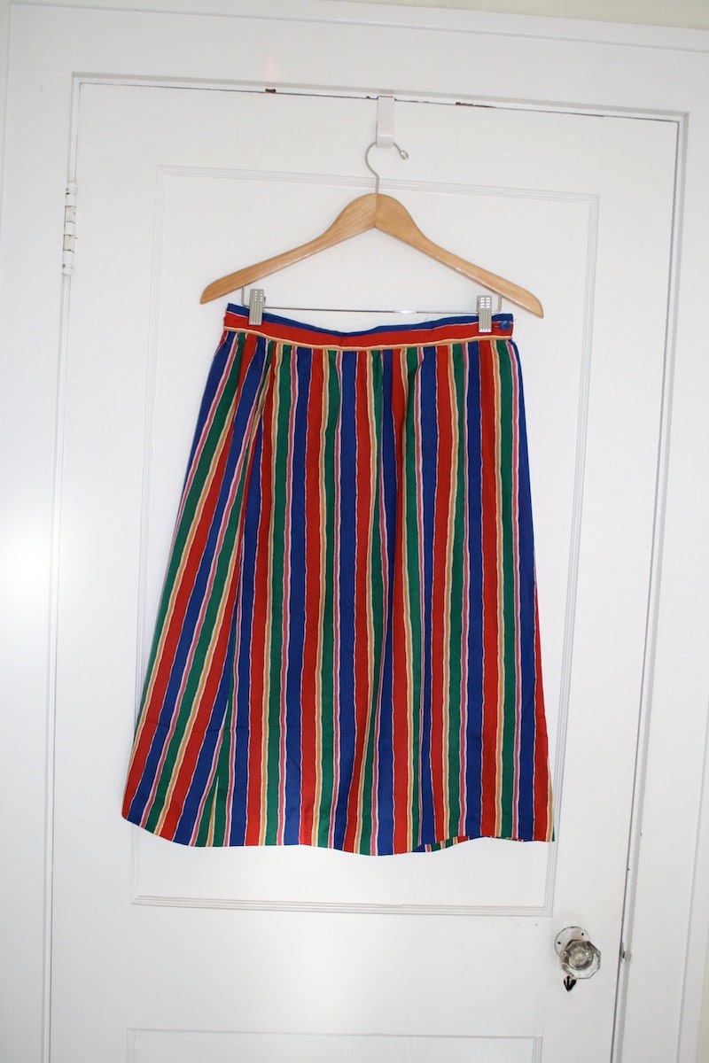 Striped Rainbow Skirt. Vintage Retro 1980s 80s Womens