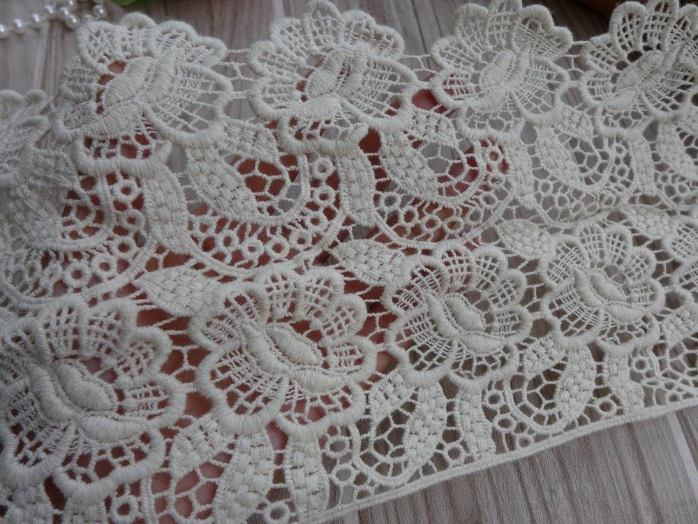WIDE cotton lace ecru crochet lace trim hollowed-out roses