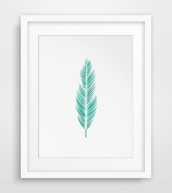 Items similar to Mint Feather Print, Mint Green Feather Art, Printable ...