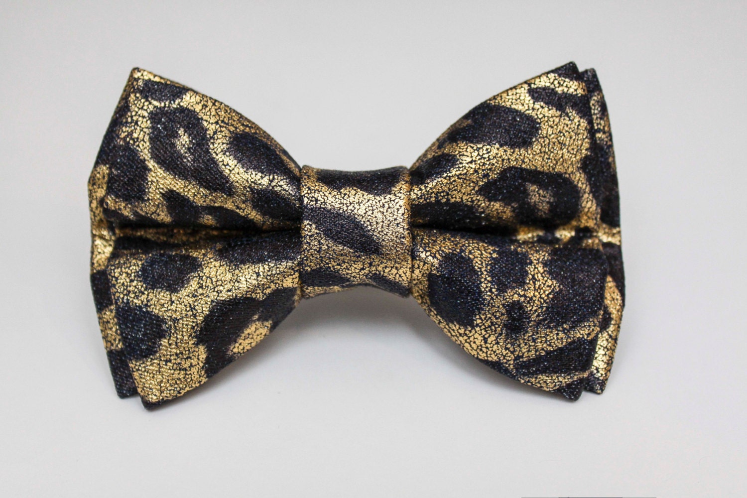 Metallic Gold Leopard Bow Tie