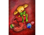 80% OFF Printable Christmas cards DIY instant download - Surprise in Santa's boot! AMB-619 Il_170x135