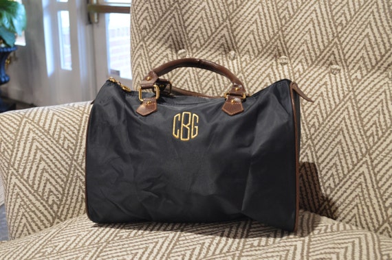 Navy Monogrammed Bowler Bag