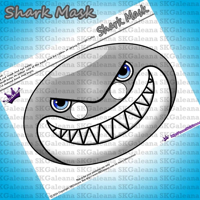 Printable Shark Mask Instant Download DIY
