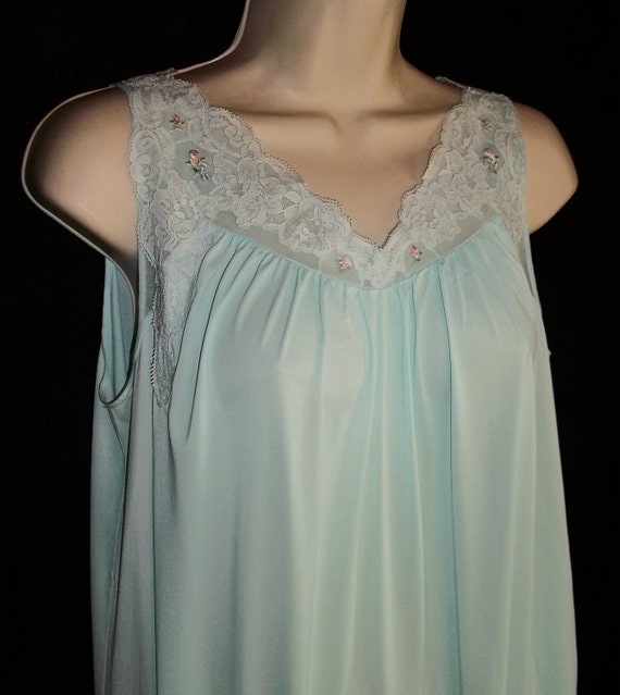 Vintage Lingerie 1950s SHADOWLINE Aqua Nightgown Medium