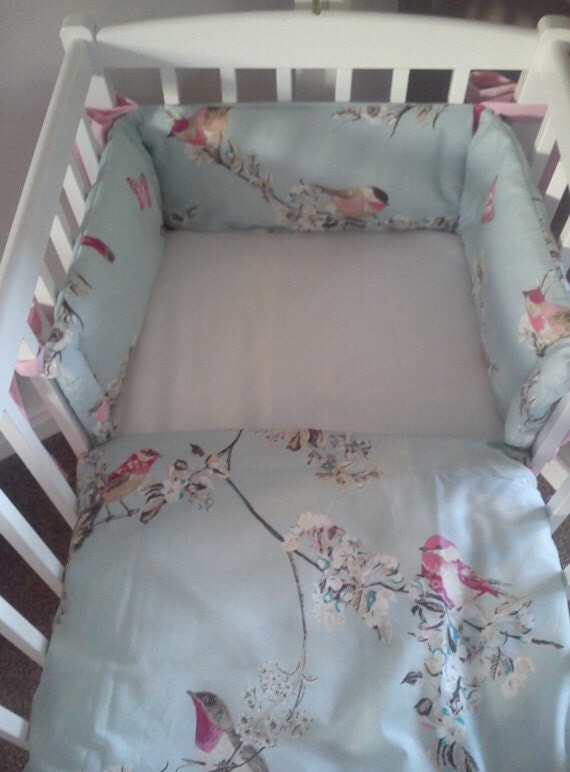 Vintage Style Bird Budgie Crib cradle bedding Duck by SiennaChic