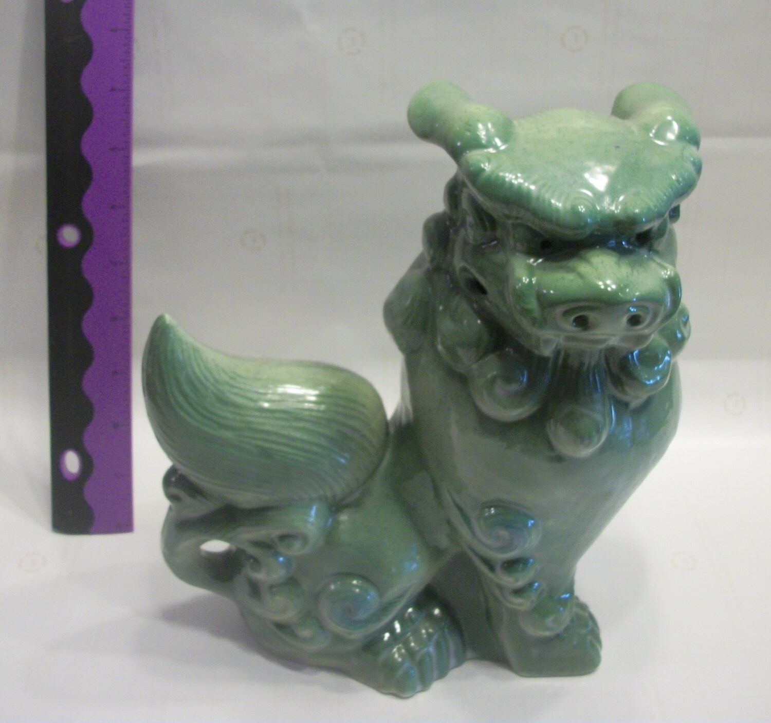 Ceramic Foo Dog Statue Jade Color by GingersCeramics on Etsy