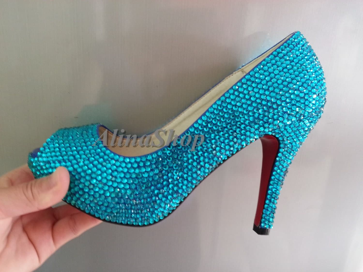 high heels gold for wedding AlinaShop bridal rhinestone teal by shoes wedding shoes turquoise