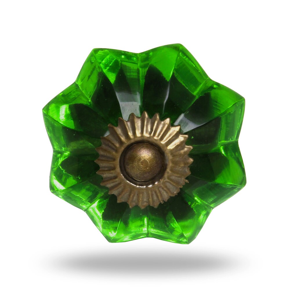 Dresser Drawer Knob Green Glass Door Knob with Antique