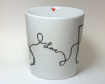 State Love Mug - Long Distance Relationships, Friendships, Family