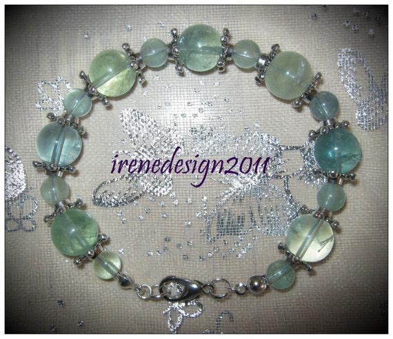 Handmade Silver Bracelet with Green Fluorite by IreneDesign2011