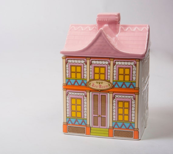 Ceramic Tea House Canister AVON Promotional Item 1989