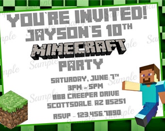 Minecraft Invitation - Minecraft Birthday Invitation - Invite ...