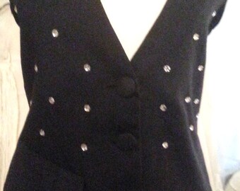 Black Rhinestone Studded Vest