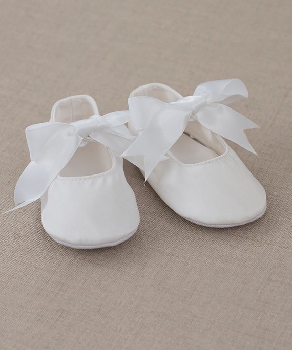 Baby Shoes White Satin Mary Jane Prewalkers Booties Baby Girl