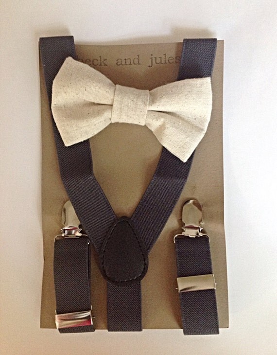Little boys suspenders and matching bow tie set