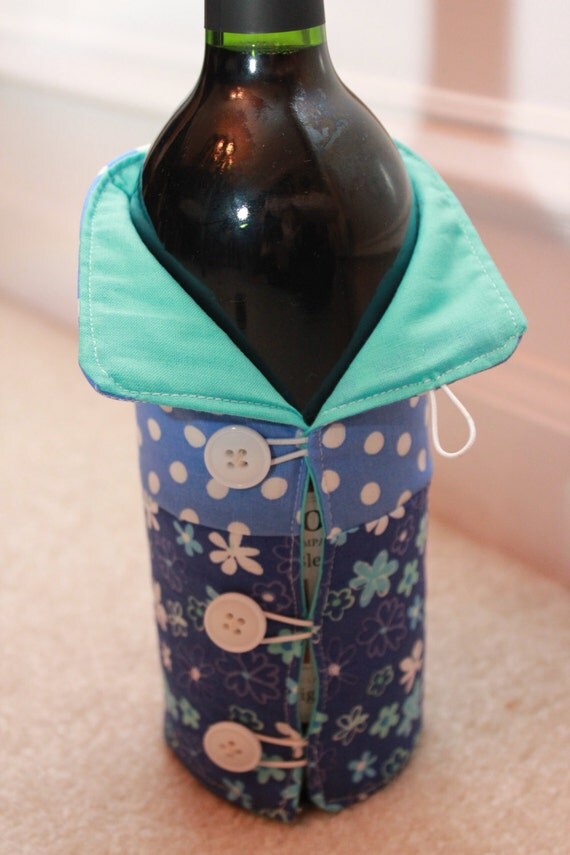 Wine Bottle Koozie Hostess Gift Teal and by StitchesByNicole