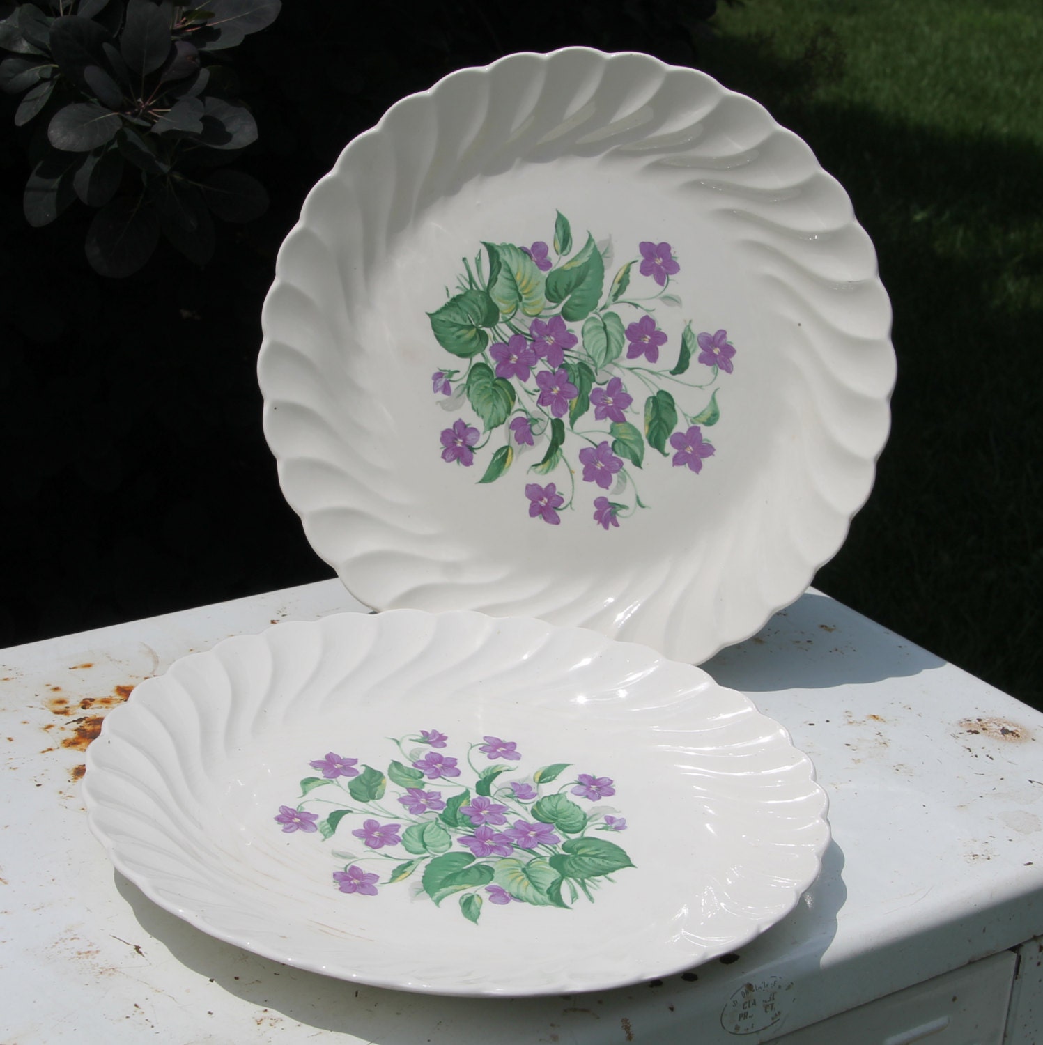 Vintage Royal Violet China Serving Platters by Royal China USA with