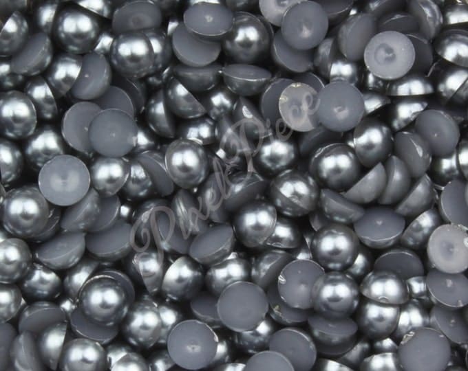 Gray Half Pearl Gems Flat Back Face Art Nail Art Scrapbook Phone Decoration Cabochon 2mm 3mm 4mm 5mm 6mm 8MM