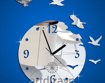 large wall clock Shatterproof mirror for wall by walldecal76