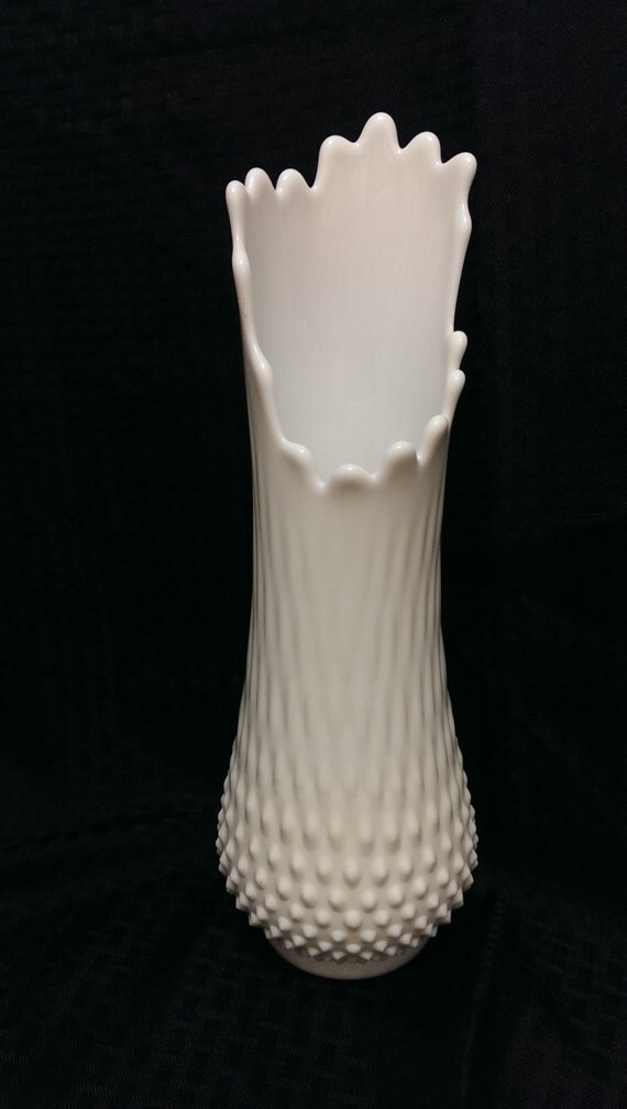 Fenton Vase Swung Vase Hobnail Milk Glass Vintage