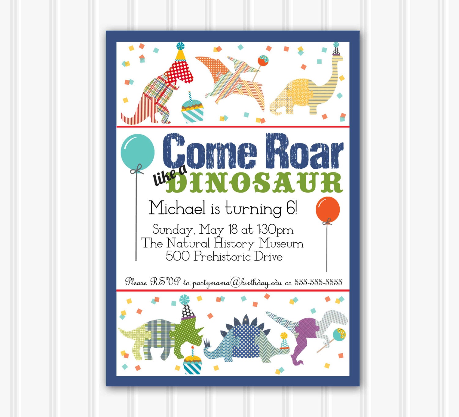Custom Dinosaur Birthday Invitation Dinosaur Birthday Party