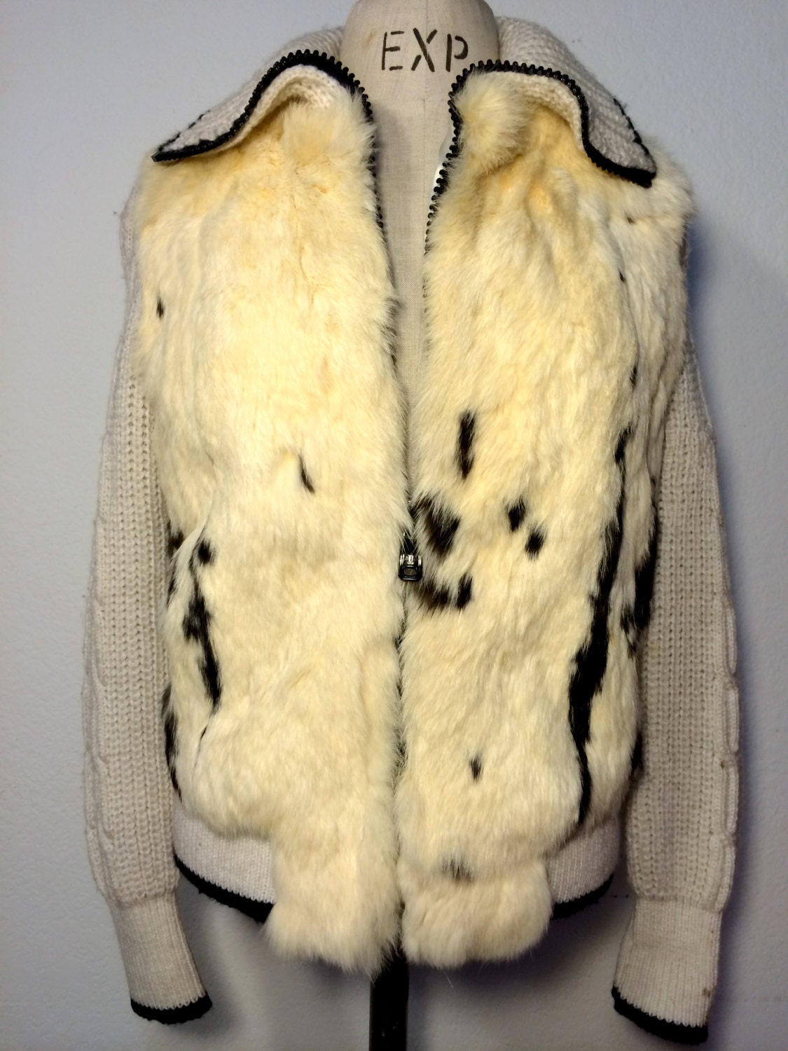 FREE SHIPPING Rabbit Fur Sweater Jacket