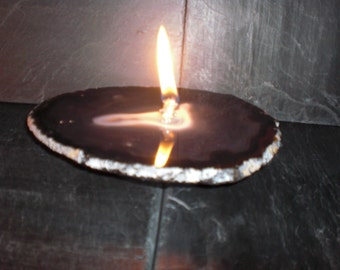 Beautiful purple agate made into a rock candle