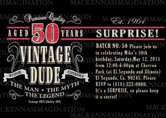 Vintage Label 50th Birthday Invite DIGITAL by ...