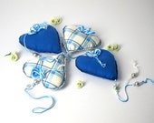 Blue garland / Fabric hanging heart / Country decor / Decorative fabric garland / Fabric wall decor / Tissue wall decor
