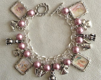 Beatrix Potter The Tale of Benjamin Bunny Silver Charm Bracelet with Swarovski Pearls