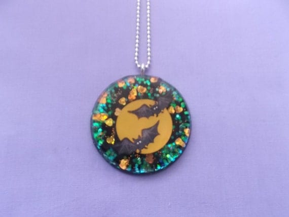 Halloween Bats Necklace - Halloween Necklace - Bat Necklace - Resin Necklace