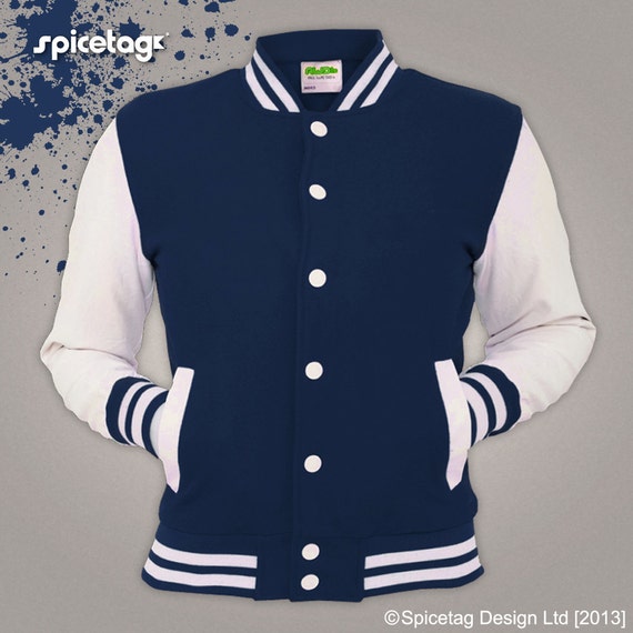 Navy Varsity Jacket Blue College Letterman Coat by Spicetag