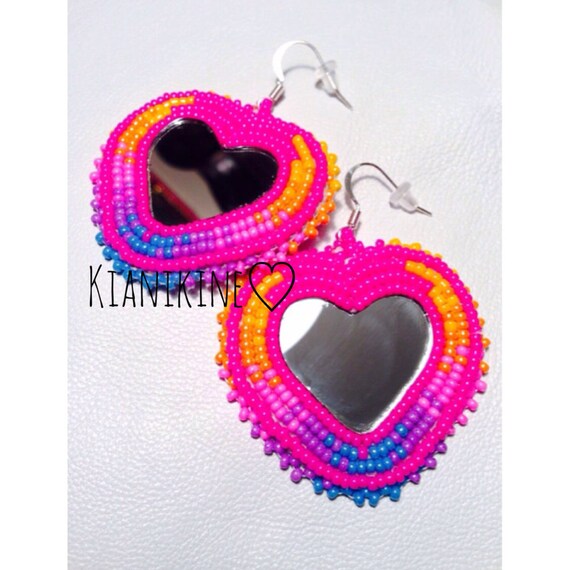 Native American Beaded Earrings Heart set