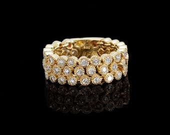Diamond ring 0.96 ct-Yellow Gold Designer Diamond ring with 48 Diamonds -Vintage ring-Anniversary ring-Art deco ring-Gold ring-Unique ring